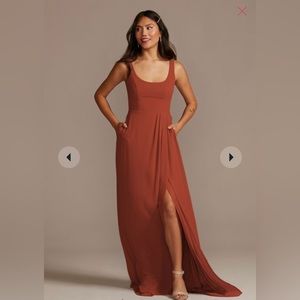 David’s bridal Chiffon Tank Scoop Neck Bridesmaid Dress NWT